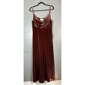 Women's Revelry Skye Maternity Maxi Velvet Rust Sleeveless Dress Cowl Neck S 10